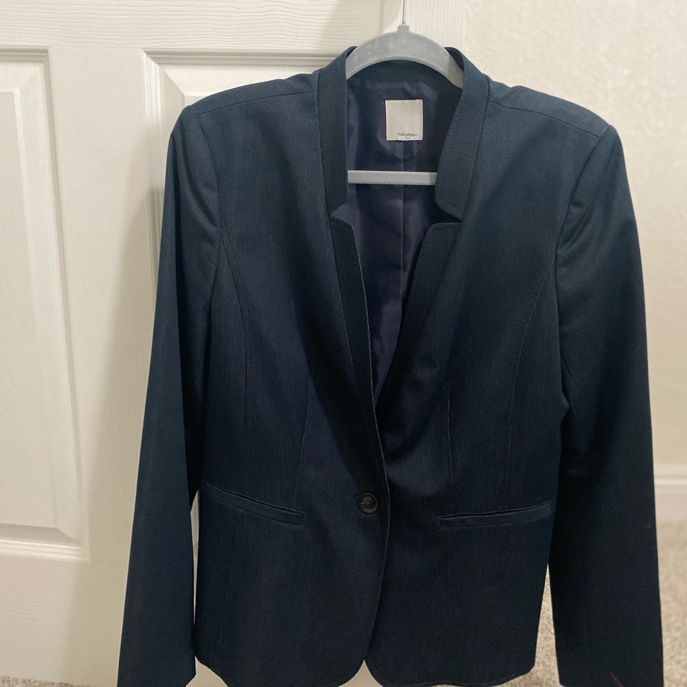 Halogen Navy Fine Pinstripe Blazer SZ M